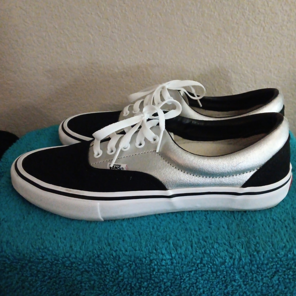 Vans Metallic Silver and Black Low-Tops